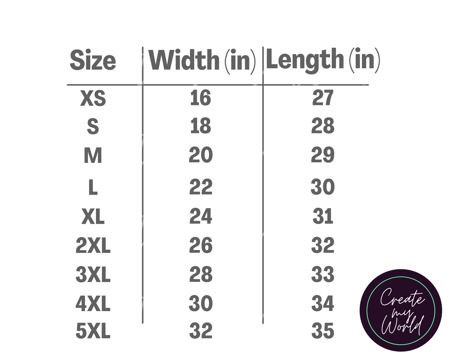 Sizing Chart