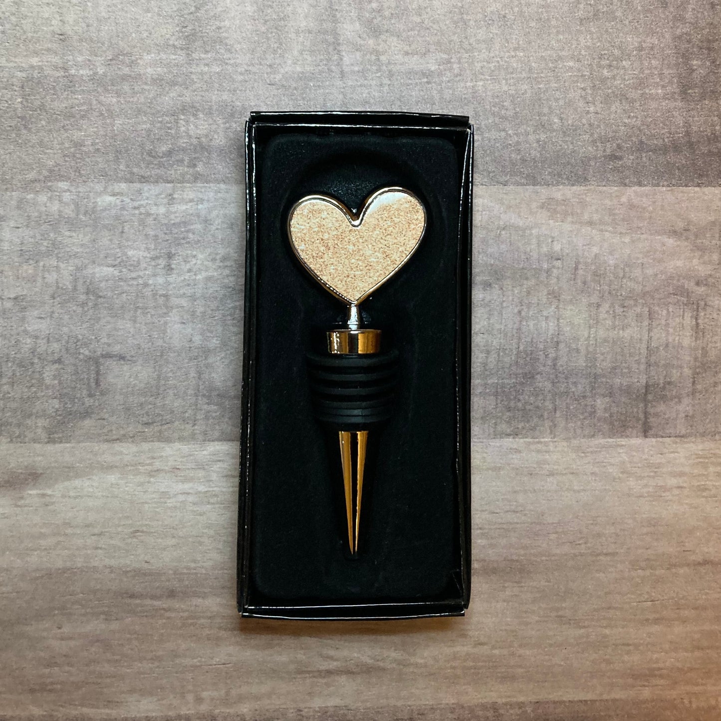 Gold Glitter Heart Shape Bottle Stopper