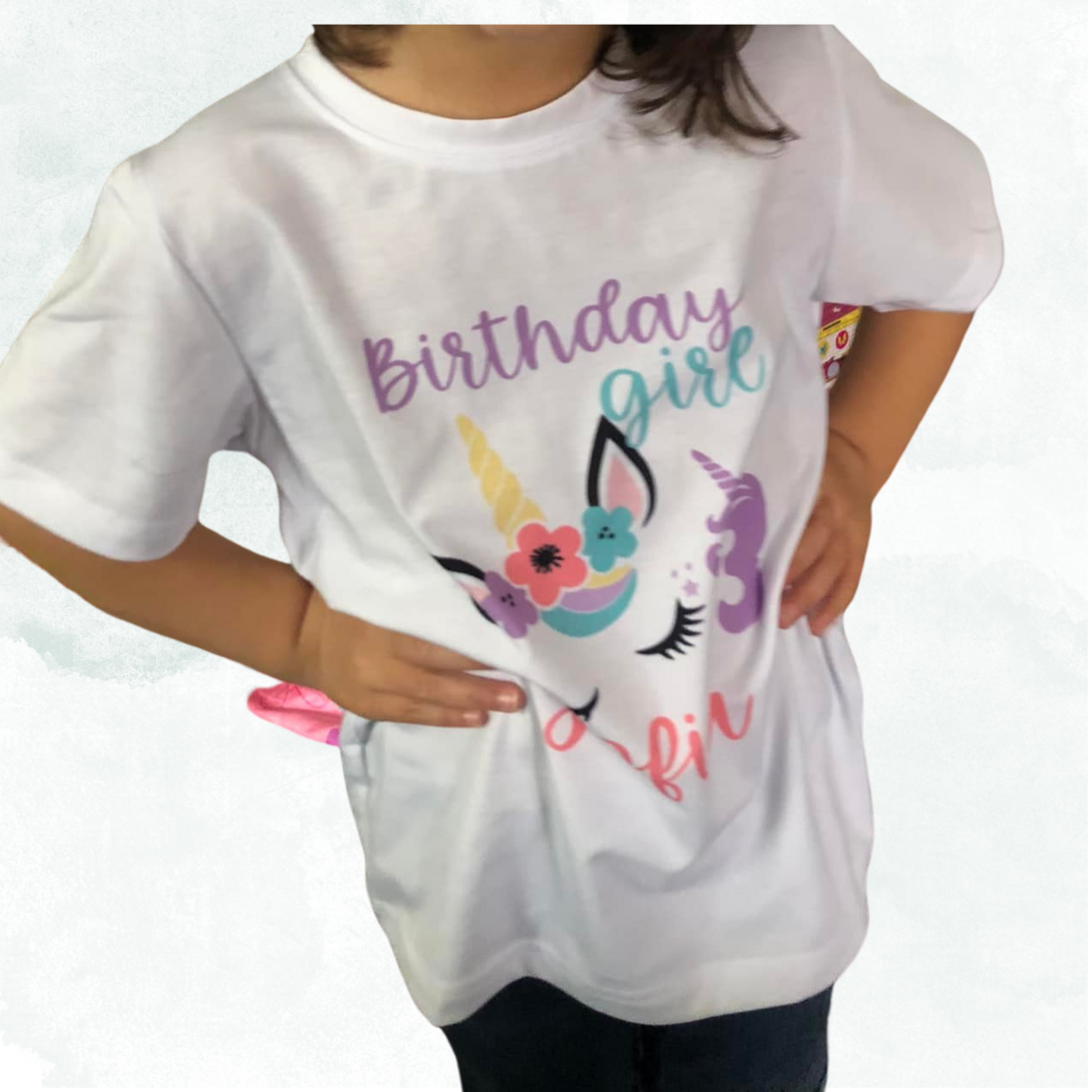 Model Size Youth Small Unicorn Birthday Shirt