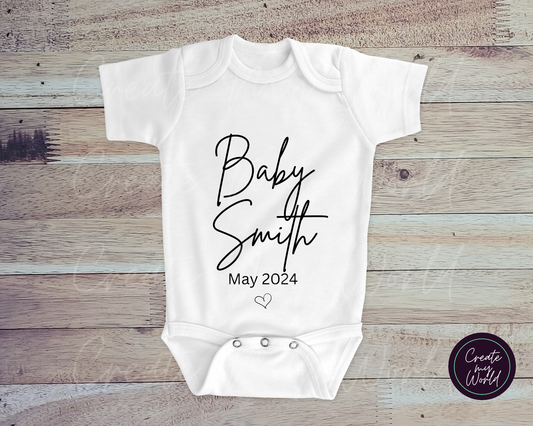 Personalized Baby Announcement Bodysuit