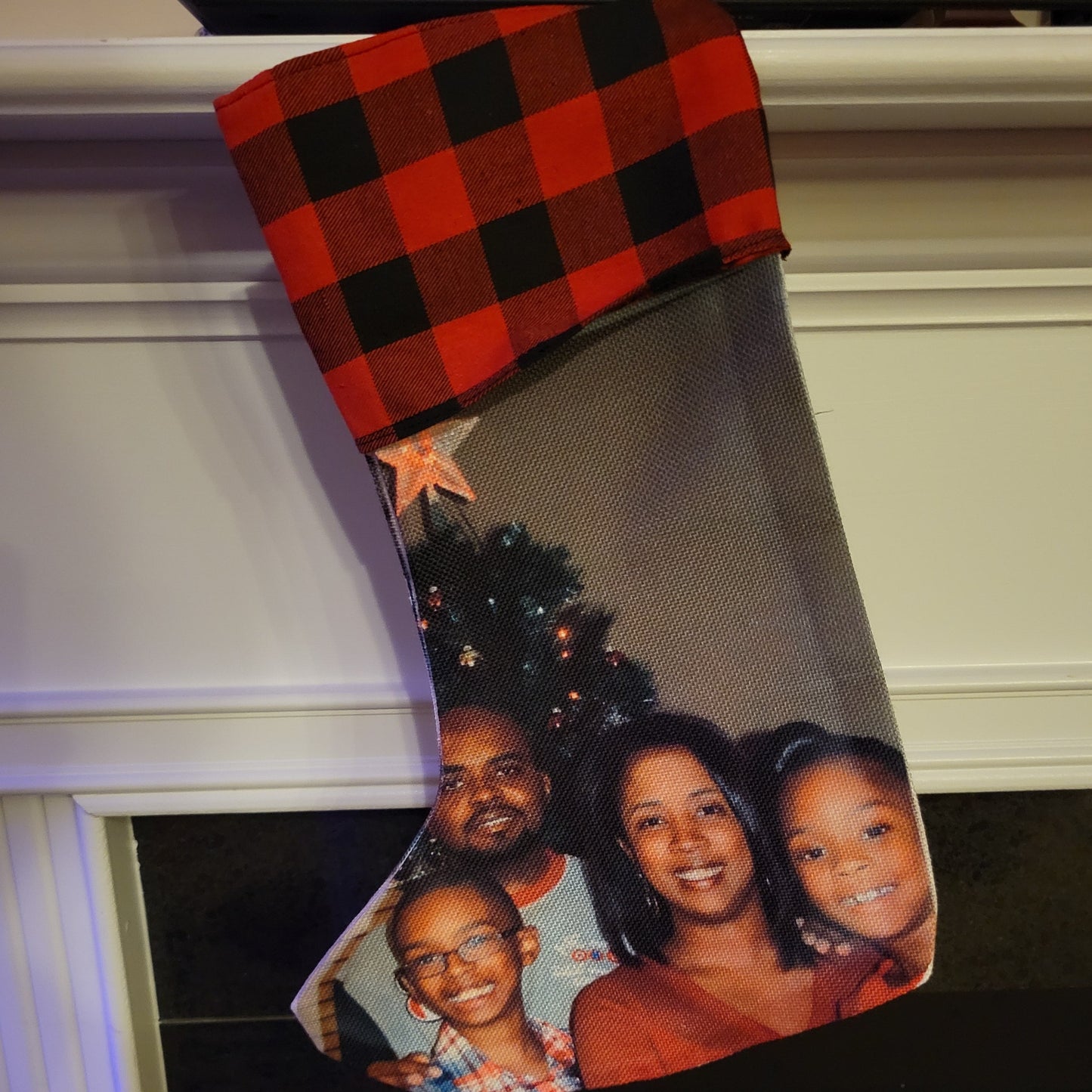 Red Plaid Photo Stocking