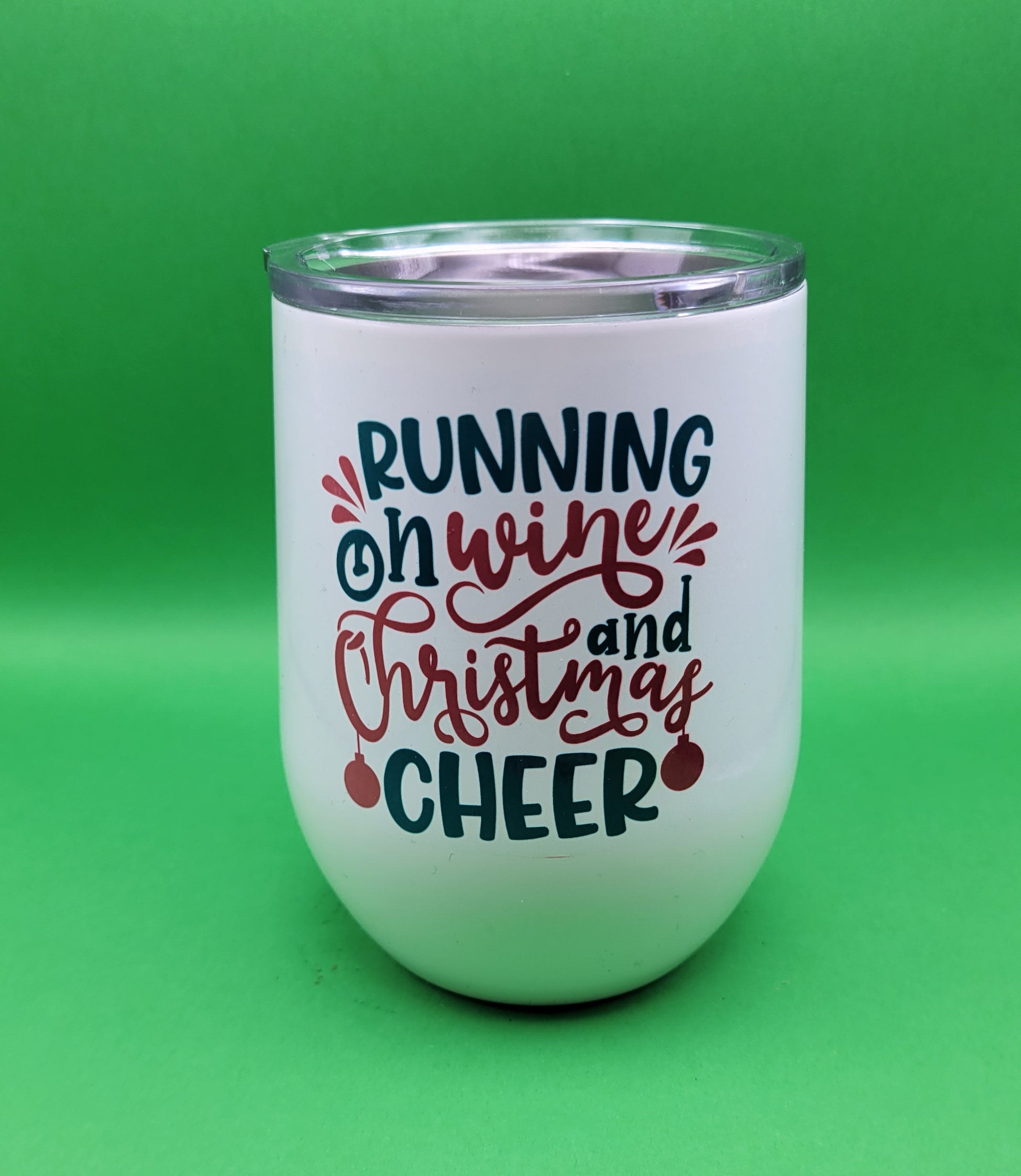 Running on Wine and Christmas Cheer White Wine Tumbler