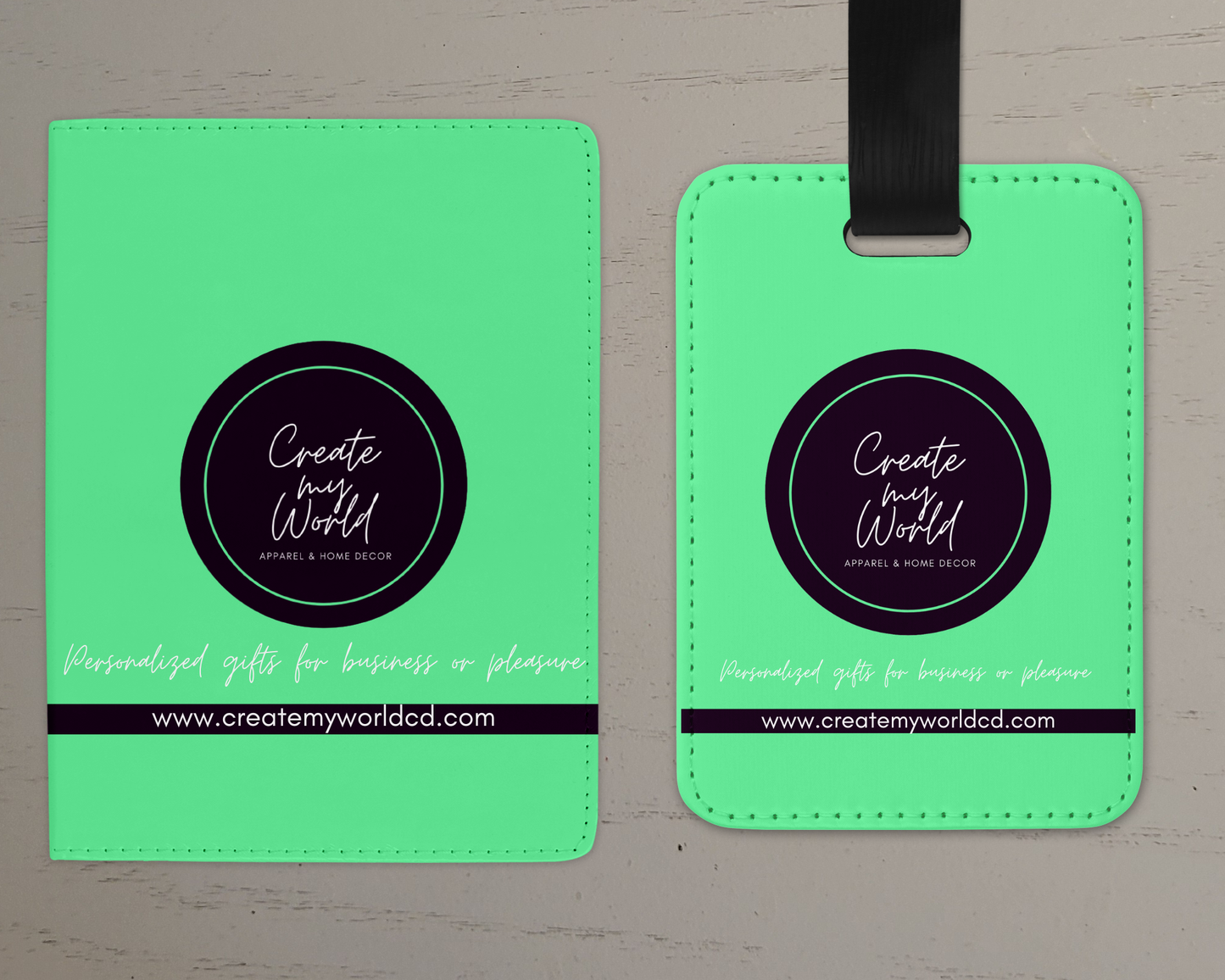 Personalized Passport Holder and Luggage Tag Set