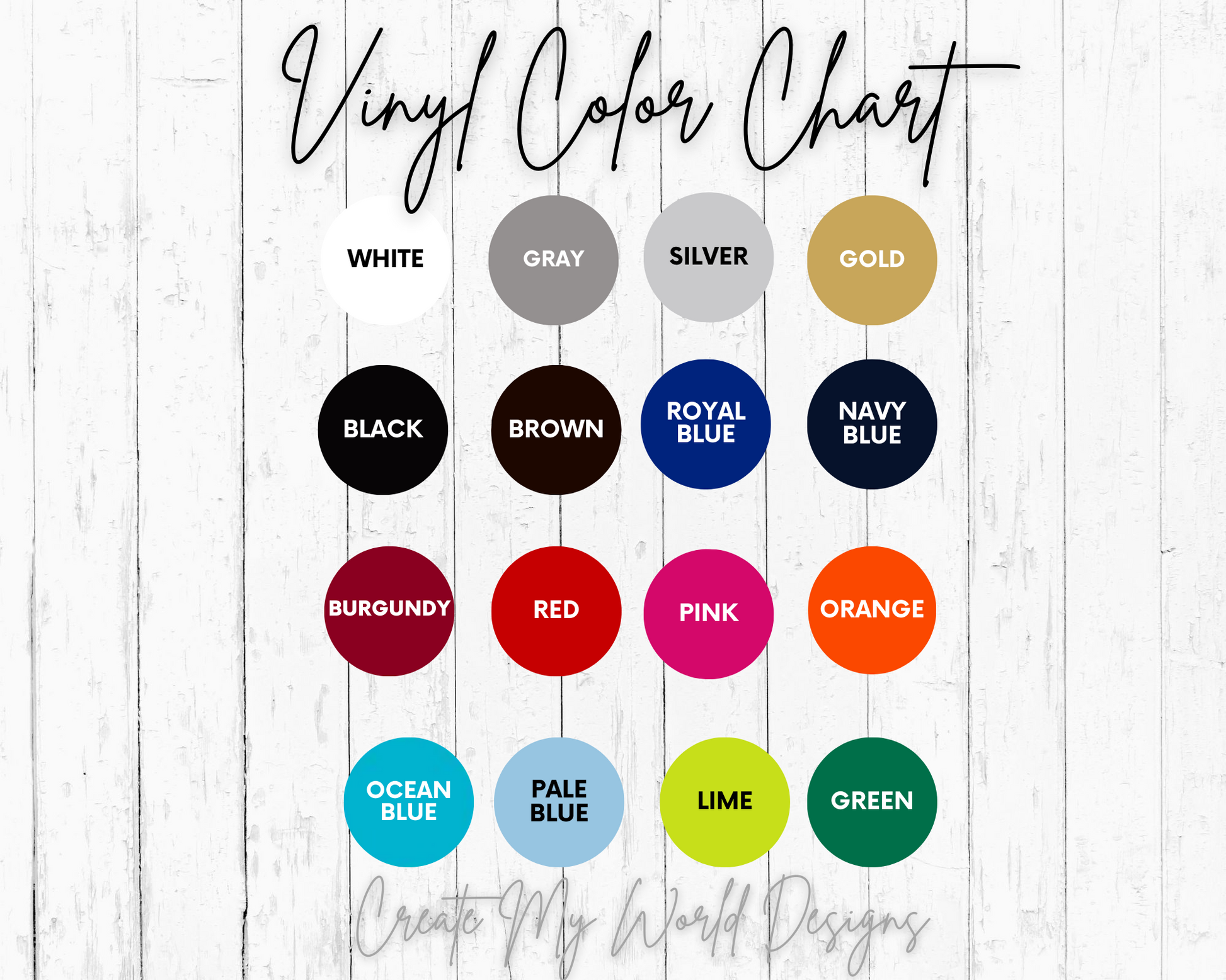 Vinyl Color Chart