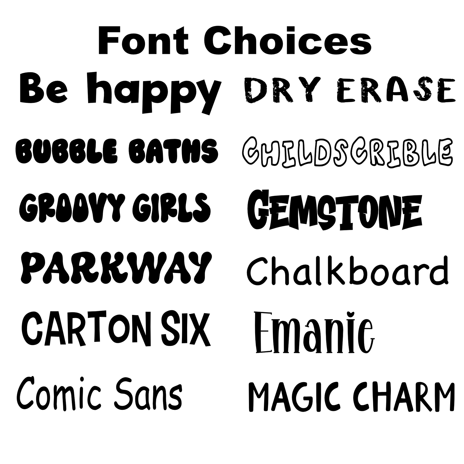 Pillow font choices